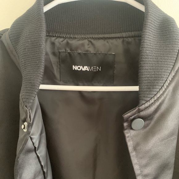 Small, Black bomber jacket, with white stripe design - Picture 3 of 3
